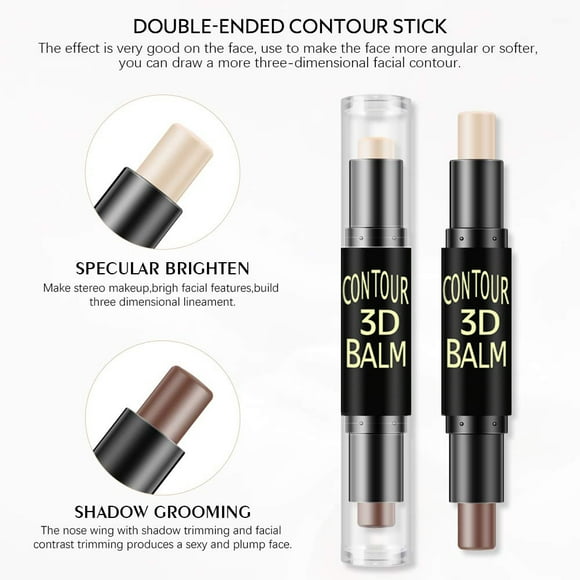Highlight and Contour Stick,Dual-Ended Full Coverage Wonder Stick,Color Corrector Concealer Stick,Contouring Highlighting Foundation,Shadow Cream Pen Body Shading Makeup Stick Set