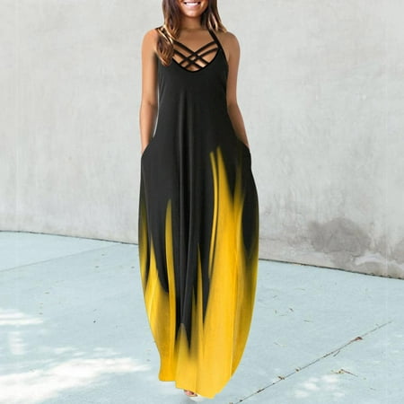 CHGBMOK Summer Dress for Women Boho Beach Plus Size Women's Maxi ...