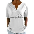 thumbnail image 4 of Tittly T Shirts for Women Spring Tops for Women Women's Short Sleeved T Shirt V Neck Top Fashionable Casual Short Sleeved Shirt Graphic Tees Tshirts Shirts White 3XL, 4 of 7