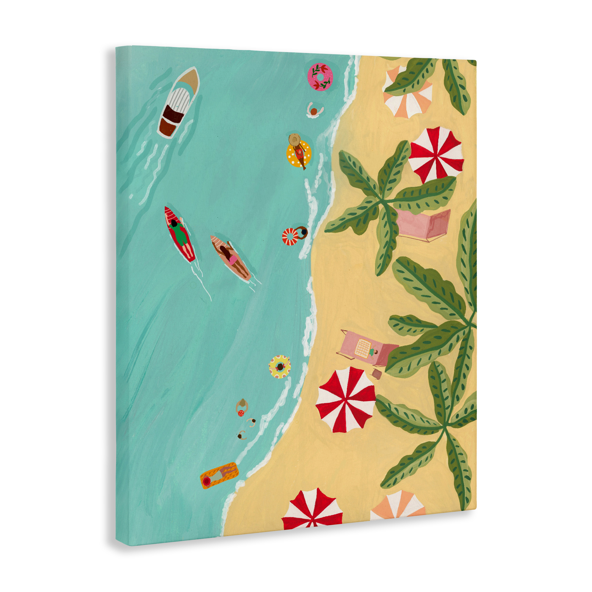 Busy Beach Day Hangout Canvas Wall Art, design by Nabeela Rumi