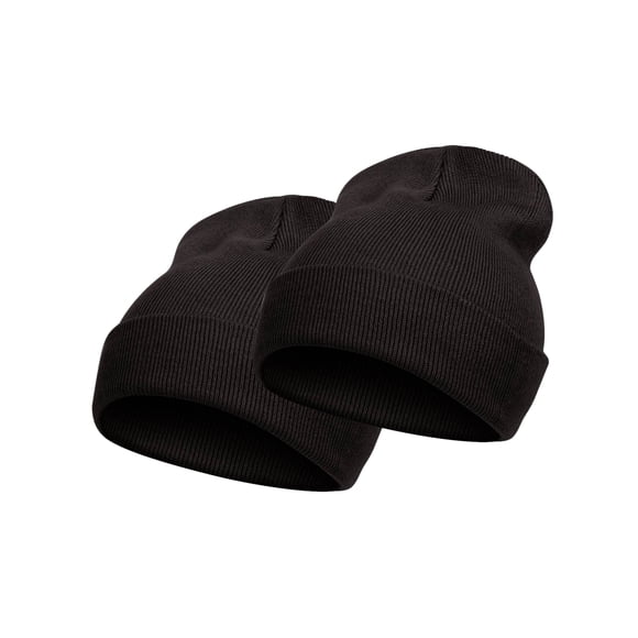 TopHeadwear Men's Women's Solid Beanies - 2 Pack Winter Cap Knit Beanie Black