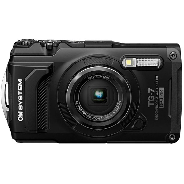 Olympus OM SYSTEM Tough TG-7 Digital Camera (Black) + SanDisk 32GB