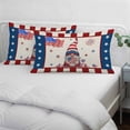 thumbnail image 3 of Independence Day Pillow Covers, Linen Long Throw Pillow Case, US Flag Gnomes Star Striped Burlap Holiday Pillow Protector Decorative Cushion Cover for Living Room/Bedroom 20" x 36", 3 of 8