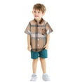 thumbnail image 2 of Gubotare Shirt for Boys Boy's Toddler Kids Casual Short Sleeve Button Plaid Shirt (Bronze,Size 12-18 Months), 2 of 4