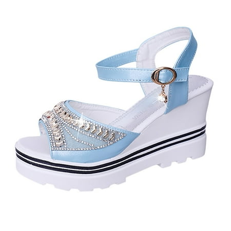 

ZMHEGW Fashion Women Summer Pumps Platform Sandal Roman Wedges Peep Toe Sandals