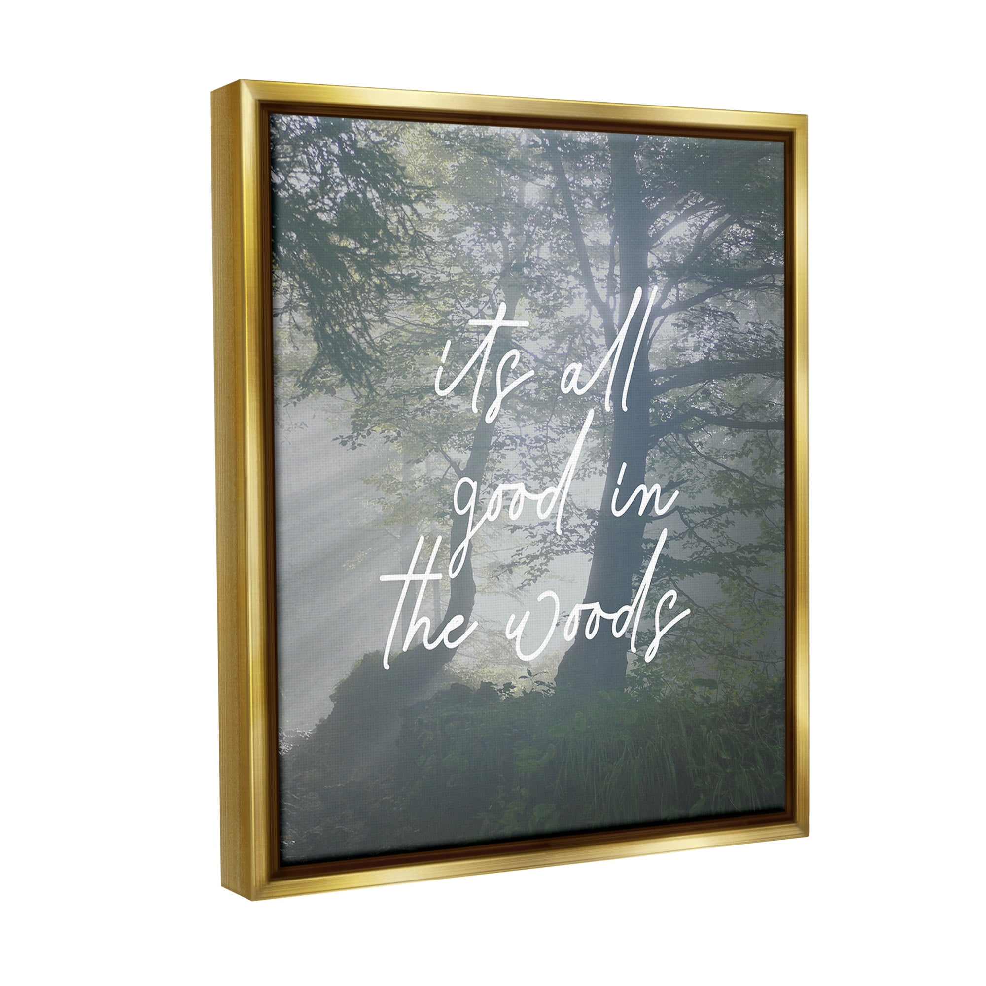 Stupell Industries All Good In Woods Landscape Painting Gold Floater Framed Canvas Art Print Wall Art, 17 x 21