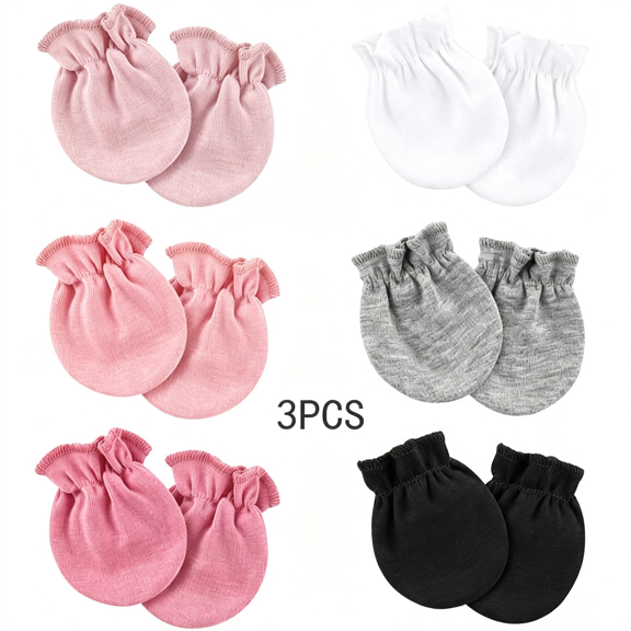 TELOLY Newborn Baby Mittens No Scratch Cotton Elastic Wrist Gloves Infant Toddler Mittens for Baby Boy Girl 0-6 Months Cotton Breathable Baby Gloves 0-6 Months