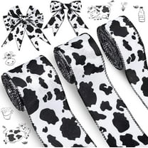 Dalrosia 15 Yards Wired Cow Print Ribbon Black and White Ribbon Animal Print Ribbon, Cow Spot Pattern Ribbon, Animal Print Ribbon for Wreath Bow DIY Crafts Party
