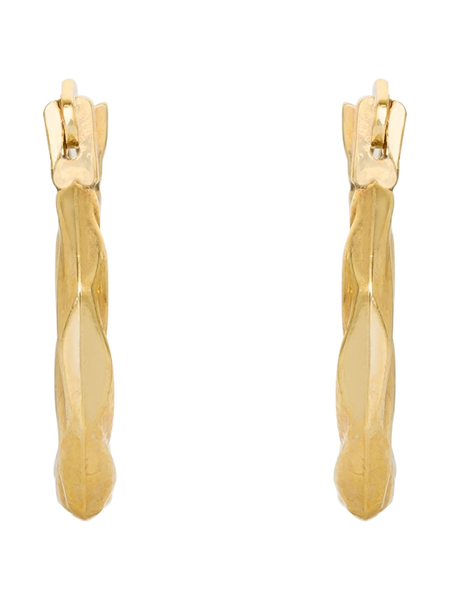 Brilliance Fine 14K Yellow Gold Ribbed Hoop Earrings photo 2