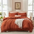 thumbnail image 3 of Andency Burnt Orange Comforter Sets King, 7 Pieces Terracotta Bed in a Bag Fall Bedding Comforter Sets for King Bed, Soft Fluffy Boho Tassel Rust Bed Set with Comforter, Sheets, Pillowcases & Shams, 3 of 9