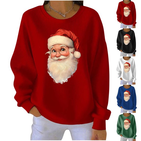 Hilzaten Womens Sweatshirt Pullover Drop Shoulder Loosse Crew Neck Womens Print Sweatshirt