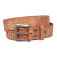 thumbnail image 3 of Snap On 1 1/2" Soft Hand Vintage Cowhide Full Grain Leather Floral Embossed Rivet Studded Casual Belt, 3 of 3