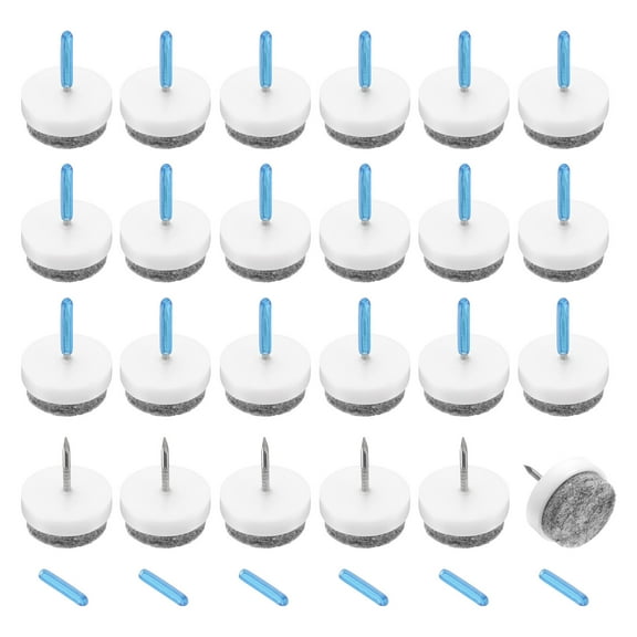 Uxcell 24Pcs Nail-on Felt Furniture Pads, Round Felt Pads Furniture Sliders Floor Protectors for Wooden Furniture Table Sofa Chair Leg (22mm, White)