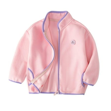 Efsteb Toddler Fleece Jacket Kids Lightweight Outerwear Boys Girls Long Sleeve Zipper Jackets Fall Winter Coat 4-12 Years (Pink 6 Years)