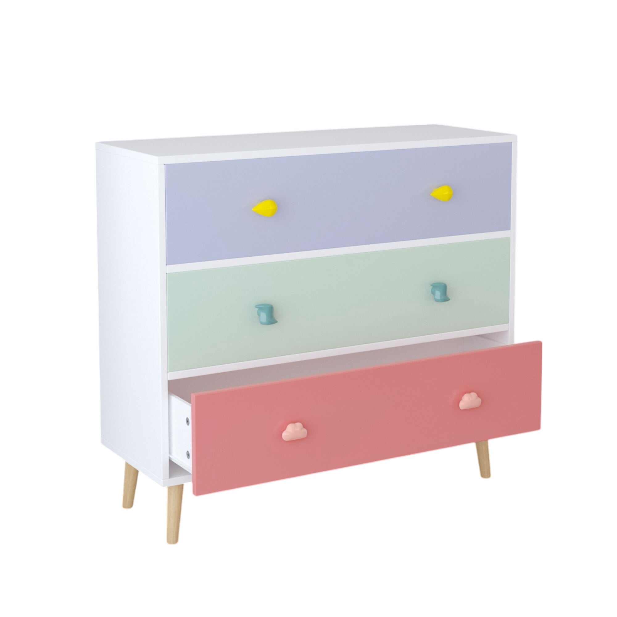 Yoneston 3 Drawers Dresser, MDF Modern White Chest of Drawers Closet Organizer with Storage for Hallway, Living Room,Kid's Room,Toddler Room