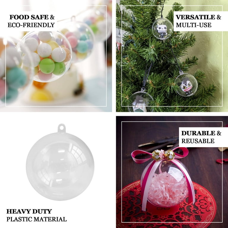 8 Pack Clear Plastic Ornaments,2.75 inch Christmas Ornament Balls for  Crafts Fillable,Including Crafting Kits,Transparent DIY Balls Kit for  Christmas