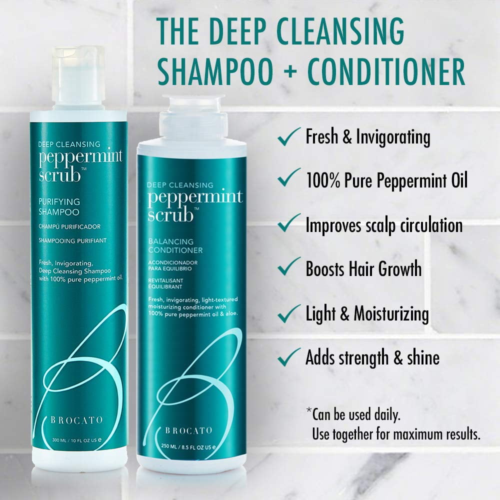 Brocato Peppermint Scrub Purifying Shampoo, Deep Cleansing, 10 Oz. | Fresh, Invigorating, & Lightweight with Pure Peppermint Oil | Ideal for Oily to Normal Hair Types | Sulfate & Paraben Free