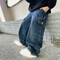 thumbnail image 5 of WEIYLL Boys Straight Leg Cargo Pants With Wide Legs Made Of Denim Pants for 15-16 Years, 5 of 8