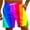 Multicolor-H, variant on Penkiiy Men Casual Fashion Rainbow Print Shorts Pants with Pockets Elastic Waist Color Block Beach Pants Artistic Short Pants 3XL Multicolor