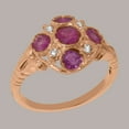 thumbnail image 3 of LBG British Made 9k Rose Gold Natural Ruby & Diamond Womens Promise Ring - 33 size options - Size 4.5, 3 of 7