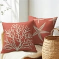 thumbnail image 6 of Summer Sea Starfish Pillow Covers 16x16 Inch Set of 2 Beach Pink Coral Throw Pillowcase Cotton Linen Square Decorative Nautical Coastal Themed Cushion Cover for Sofa Bedroom Indoor Outdoor Party, 6 of 6