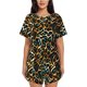 thumbnail image 1 of Fotbe Teal Leopard Conjunto de Pijama Estampado para Mujer, 2 Piezas, Ropa de Dormir con Camiseta de Manga Corta y Shorts Suaves-Small, 1 of 6