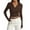 Brown, variant on Hiiyo Women's Long Sleeve V Neck Polo Shirt Slim Fit Casual Basic T-Shirt(S-XL)