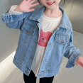 thumbnail image 2 of MKOSPLRT Denim Jacket for Toddler Girl 1-12Y Retro Jean Coats Lapel Collar Button Down Jacket Coats Long Sleeve Fall Jacket with Pocket, 2 of 10