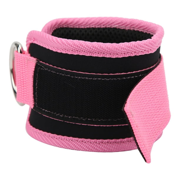 Correas de tobillo de fitness para máquina de cable Correas de tobillo de neopreno ajustables con doble anillo en D (rosa)