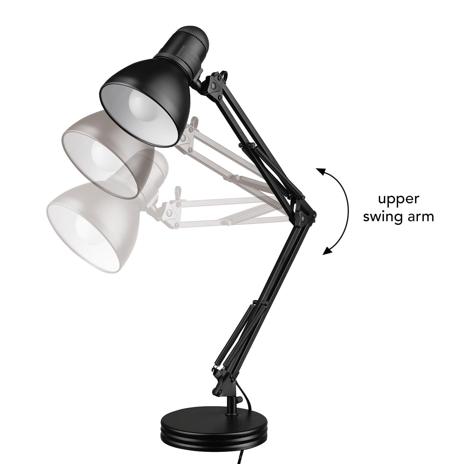 Swing Arm Desk Lamp with Weighted Base, Black