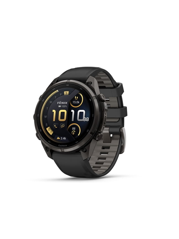 fenix 9 Pro inReach, 47 mm Carbon Gray DLC Titanium with Black/Pebble Gray Silicone Band