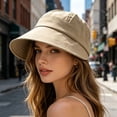 thumbnail image 4 of Sun Hat,Wide Brim Foldable Breathable Bucket Visor Cap With Uv Protection for Adult Outdoor Travel Beach Daily Casual Sun Block and All Match Outfit Accessory(Beige), 4 of 9