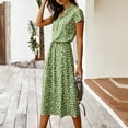 thumbnail image 7 of Midi Dresses for Women V Neck Short Sleeve Loose Summer Casual Office Beach Polka Dot Botton Dress, 7 of 7