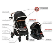Monbebe 6 in 1 Modular Infant & Toddler Travel System Stroller, Black & Gold II