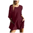 thumbnail image 5 of Kureaily Women Solid Printed Casual Short Sleeve Round Neck Pocket Shorts Romper Women's Wide Leg Jumpsuit, 5 of 5