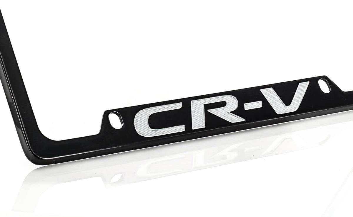 Honda CR-V Black Coated Zinc License Plate Frame Holder wide bottom engrave 4 hole