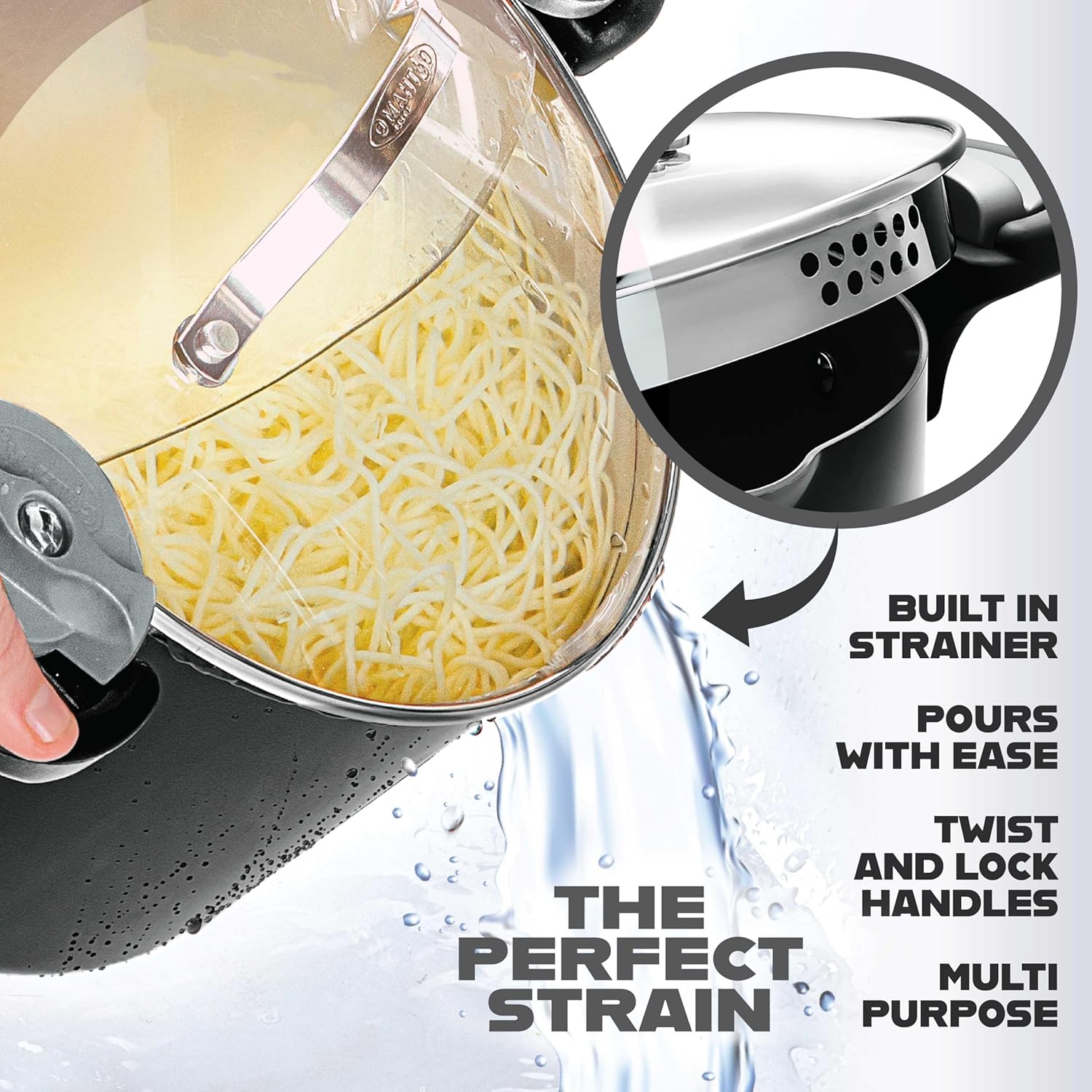 Gotham Steel 5-Qt Non-Stick Pasta Pot with Strainer Lid photo 3