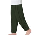 thumbnail image 7 of MKOSPLRT Linen Harem Pants for Kid Girls Boys Elastic Waist Cropped Pants Solid Baggy Lounge Pants with Pocket, 7 of 7