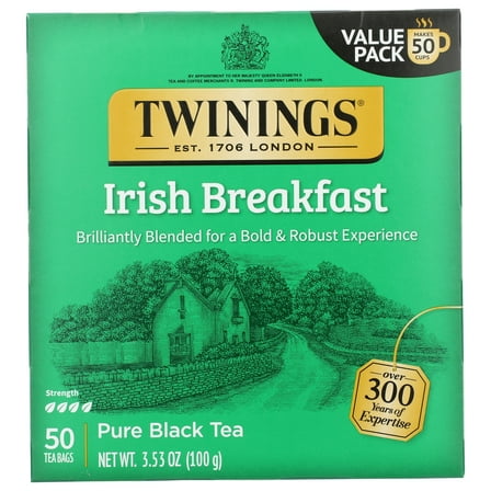 Pack of 6, Twining Tea Irish Breakfast Pure Black Tea, 3.53 oz