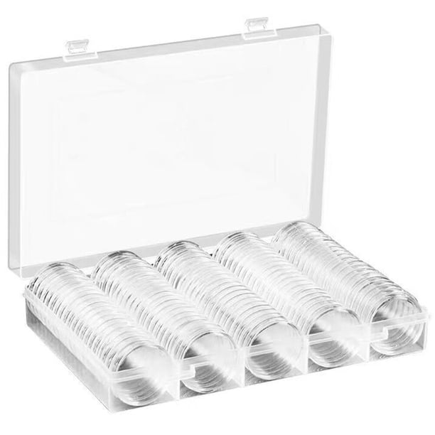 Caja de almacenamiento de protector de monedas transparente de cápsulas de monedas de 100 piezas transparentes
