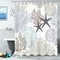 thumbnail image 2 of Nautical Coastal Waterproof Fabric Shower Curtain Starfish Seashell Coral Beach Themed Bath Curtain Ocean Shower Curtains for Bathroom, 2 of 5