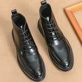 thumbnail image 2 of Botas clásicas de cuero de diseñador para hombre, botas Oxford de cuero cortas hasta el tobillo de lujo con punta estrecha, zapatos de vestir de negocios a la moda, 2 of 3