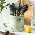 thumbnail image 4 of 7.2 inch Large Utensil Holder for Kitchen Counter, Marble Utensil Crock Spatula Holder for Countertop Cooking Tools Storage Caddy Farmhouse Kitchen Decor (Marble-Green), 4 of 5