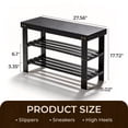 thumbnail image 3 of Zimtown 28''W 3 Tier Solid Bamboo Shoe Bench Storage Racks Seat Organizer for Entryway Hallway, Black, 3 of 18