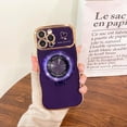 thumbnail image 4 of Compatible with iPhone 12 Pro Case  Ring Stand [Compatible with MagSafe] Cute for Women Girl Plating Wave Curly Love Heart Camera Protection Girly Phone Cover - Dark Purple, 4 of 13