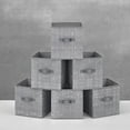 thumbnail image 4 of 6 Pack Storage Cubes 11-Inch Non-Woven Fabric Bins with Double Handles Closet Organizers for Shelves Gray, 4 of 7