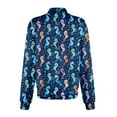 thumbnail image 5 of IYYVV Women's Ultra Soft Stretch Zip Up Scrub Jacket Floral Print Long Sleeve Scurbs Tops Blue M, 5 of 5