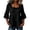 Black, variant on Women's Square Neck Lace Trim Peplum Blouse 3/4 Bell Sleeve Casual Summer Loose Fit Tiered Tops for Daily Wear,M