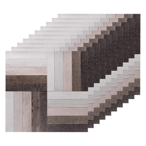 Unique Bargains Peel and Stick Floor Wall Tiles Sticker 10Pack 8'x8' Self-Adhesive Flooring Tiles for Home Decor Beige+Grey