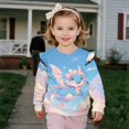 thumbnail image 3 of Uorisanigo Girls Crewneck Ruffle Sleeve Sweatshirt Fall Fashion Pullover Sweaters Casual Blue Dragon Print T-Shirts Toddler Sweatshirt Tops 1-8 Years, 3 of 7